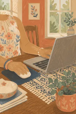 Remote Work Laptop in Bright Home Office