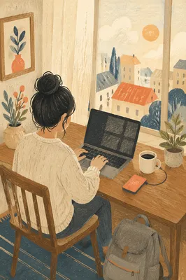 Calm Remote Work Home Office Desk