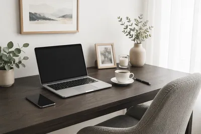 Minimal Remote Work Home Office Desk