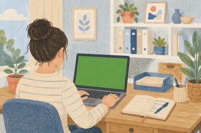 Remote Worker Home Office Laptop Workspace