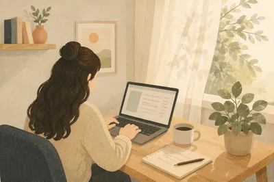 Calm Remote Work Home Office Desk