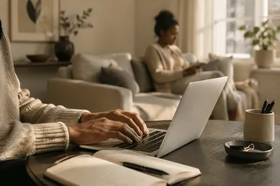 Bright Home Office Remote Work Scene