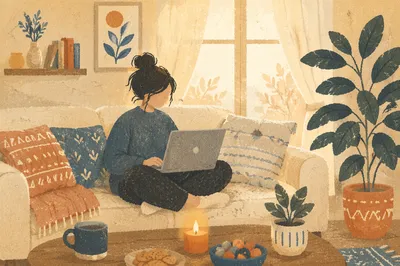 Cozy Remote Work Home Office Scene