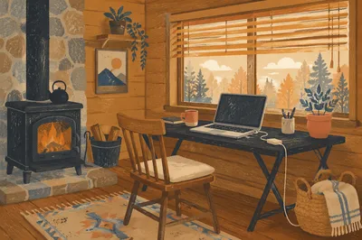 Cozy Remote Work Home Office Setup