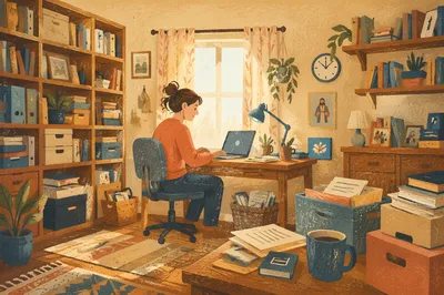 Warm Remote Work Home Office Panorama