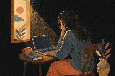 Quiet Remote Worker in Warm Home Office
