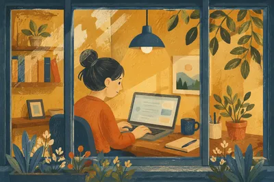 Warm Remote Work Home Office Laptop