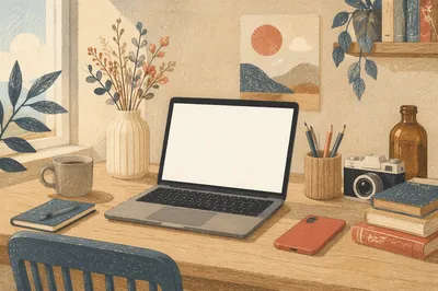 Calm Remote Work Home Office Desk