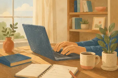 Peaceful Remote Work Home Office Setup