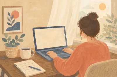 Peaceful Remote Work Home Office Desk