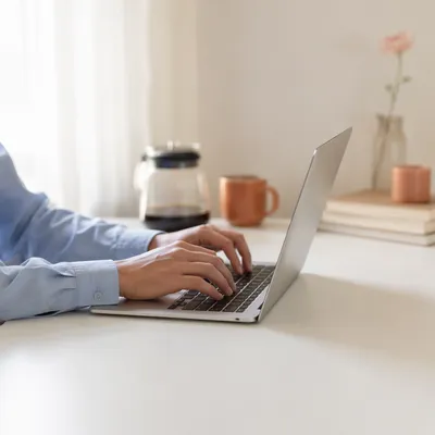 Minimal Remote Work Home Office Laptop