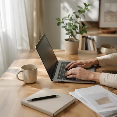 Calm Remote Work Home Office Setup