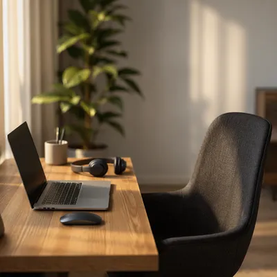 Cozy Remote Work Home Office Desk