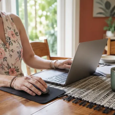 Remote Work Laptop at Bright Home Office