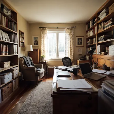Warm Remote Work Home Office Panorama