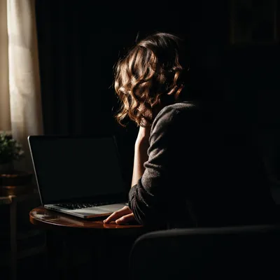 Remote Worker in Moody Home Office