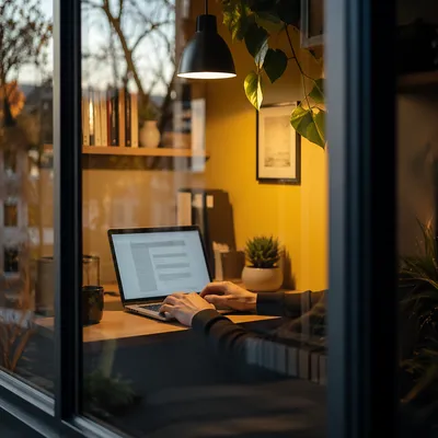 Warm Remote Work Home Office Desk