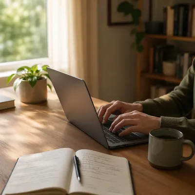 Calm Remote Work Home Office Desk