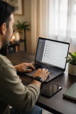 Remote Worker at Calm Home Office Desk