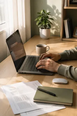 Calm Remote Work Home Office Desk