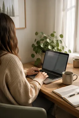 Calm Remote Work Home Office Setup