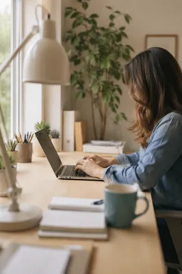 Remote Work in Bright Home Office