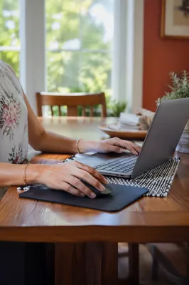 Remote Work Laptop in Bright Home Office