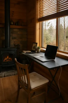 Cozy Remote Work Home Office Laptop Setup