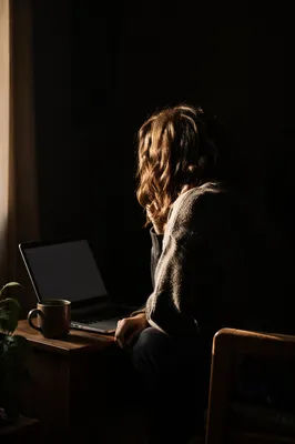 Remote Worker in Moody Home Office