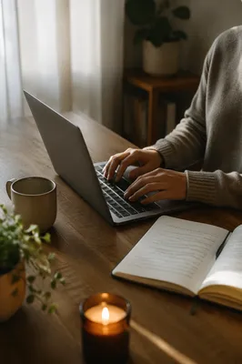 Peaceful Remote Work Home Office Desk