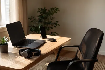 Calm Remote Work Home Office Setup