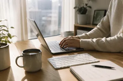 Calm Remote Work Home Office Desk