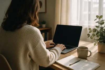 Calm Remote Work Home Office Desk