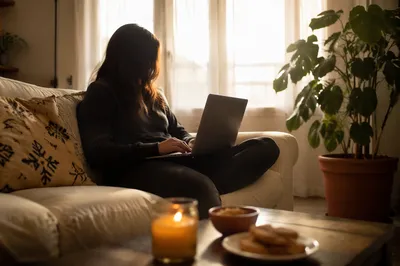 Remote Worker on Sofa With Laptop
