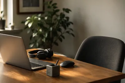Cozy Remote Work Home Office Desk