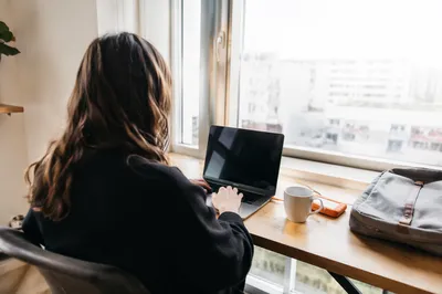 Remote Worker at Bright Home Office Desk