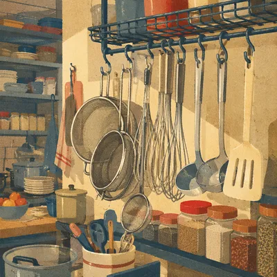 Busy Restaurant Kitchen Utensil Corner