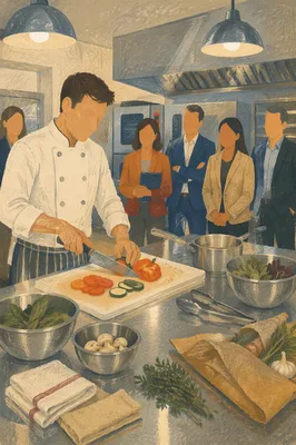 Professional Chef Cooking Demo in Restaurant Kitchen