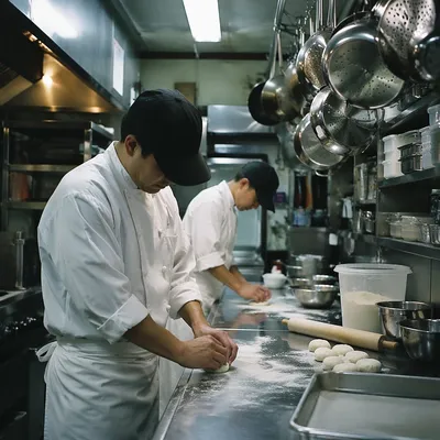 Restaurant Chefs Preparing Fresh Dough