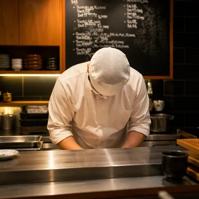 Professional Chef in Warm Restaurant Kitchen