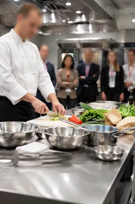Professional Chef Cooking Demo in Restaurant Kitchen