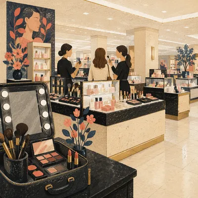 Friendly Beauty Retail Service Counter Scene