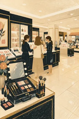 Friendly Beauty Retail Service Counter Scene