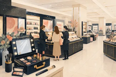 Friendly Beauty Retail Service Counter Scene