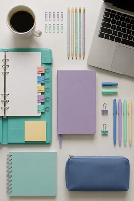 Organized Ring Binder Planner Desk Flat Lay
