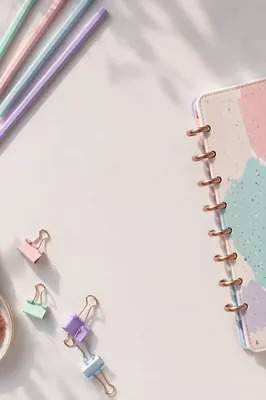 Pastel Ring Binder Planner Desk Flat Lay