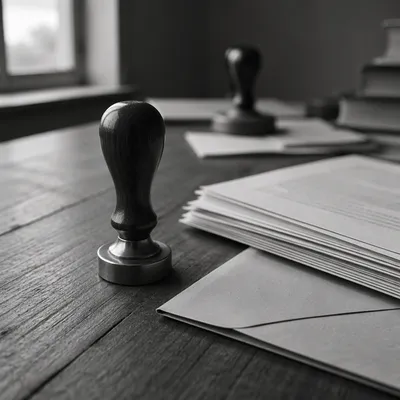 Rubber Approval Stamp on Office Documents