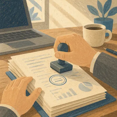 Rubber Stamp Approval on Business Documents