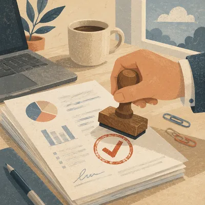Rubber Stamp Approving Business Documents