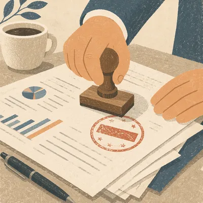 Rubber Stamp Approving Business Documents